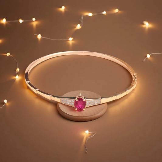 585 purple gold plated 14K rose gold inlaid crystal ruby bracelet for women charm light luxury wedding party fashion jewelry