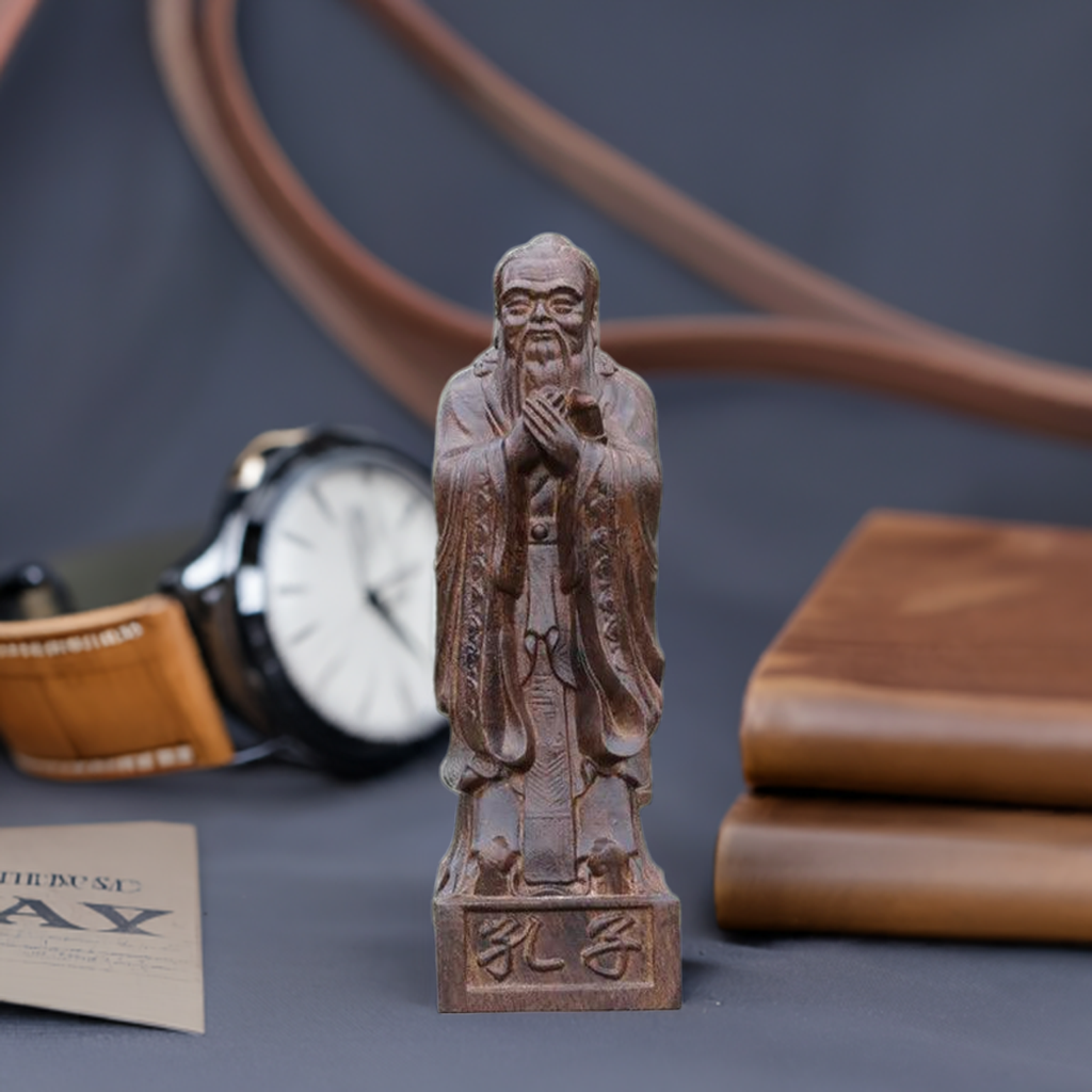 Agarwood Confucius Statue – Hand-Carved Feng Shui Wood Decor for Home, Office, or Teacher’s Day Gift – Enhances Learning and Inspires Wisdom