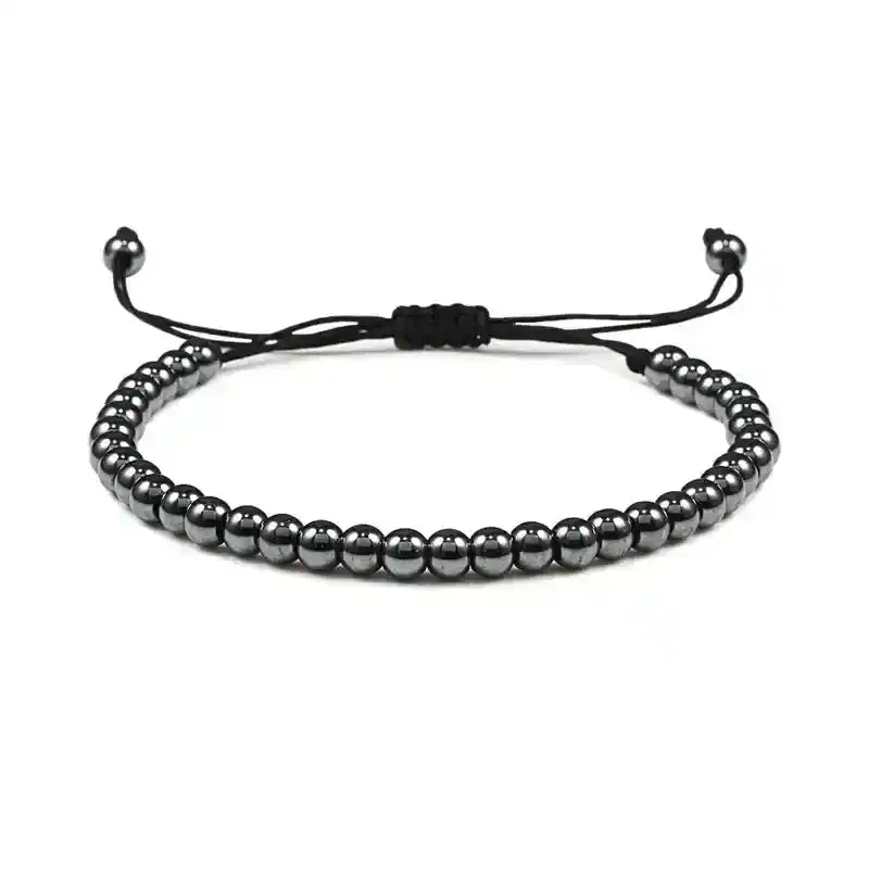 Hematite Beaded Bracelet for Men & Women – Handmade Adjustable Woven Bangle | Energy Healing, Protection & Stylish Gift Style 4