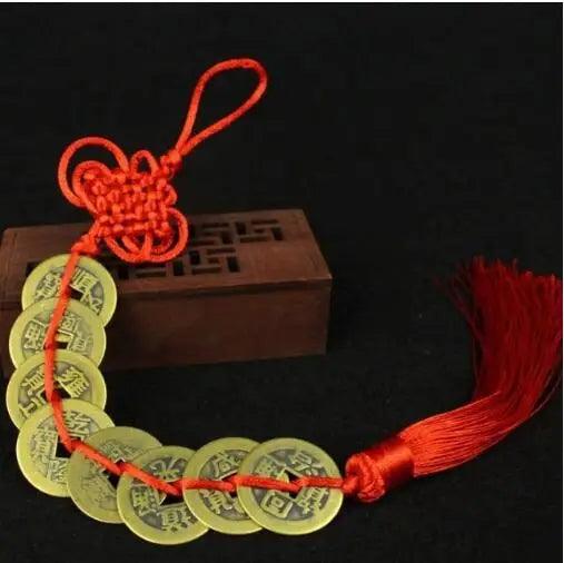 8 coins 1PC Chinese Feng Shui Coins with Handmade Red Enless Knot Home Decor Hanging Decoration Lucky Ornaments for Car Wealth Success