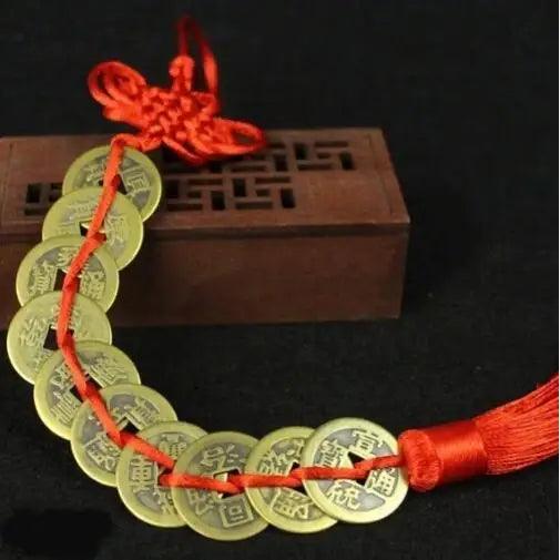 10 coins 1PC Chinese Feng Shui Coins with Handmade Red Enless Knot Home Decor Hanging Decoration Lucky Ornaments for Car Wealth Success