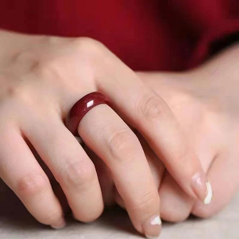 1Pcs FengShui Cinnabar Ring, Symbol Lucky Wealth Amulet Jewelry Gifts Chinese Amulet Talismans Gift Exorcise Evil Spirits