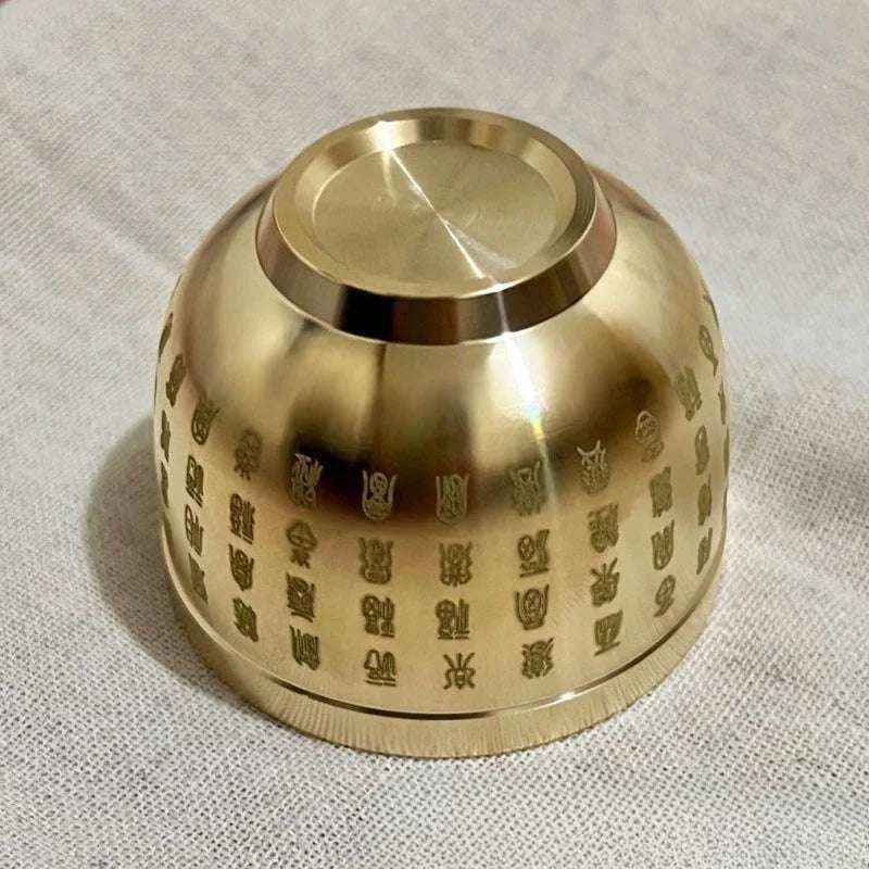 Gold Feng Shui Blessing Bowl Copper Handmade Meaningful Gift Caliber4.6cm