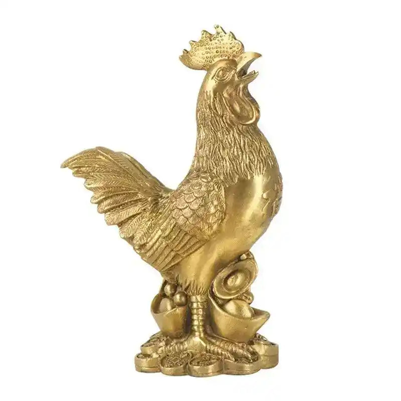 Brass Rooster Cock Figurine Statue 1Pc Chinese Lucky Fengshui Ornament For Home Office Store Desktop Decoration Handmade Crafts