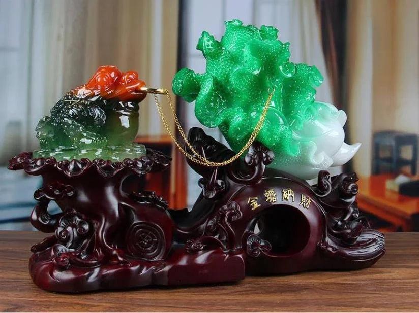 Fortune Golden Toad Hiasan Kubis Hiasan Pejabat Ruang Tamu Kedai Emas Cicada Toad Feng Shui Pembukaan Hadiah Kraf