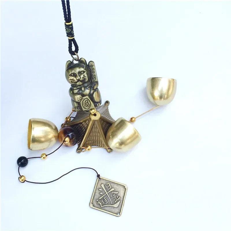 Metal Copper Door Alloy Wind Chimes Hanging Decorations Bell Feng Shui Pendant Town House Lucky Cat Cat Money Shop Doorbell