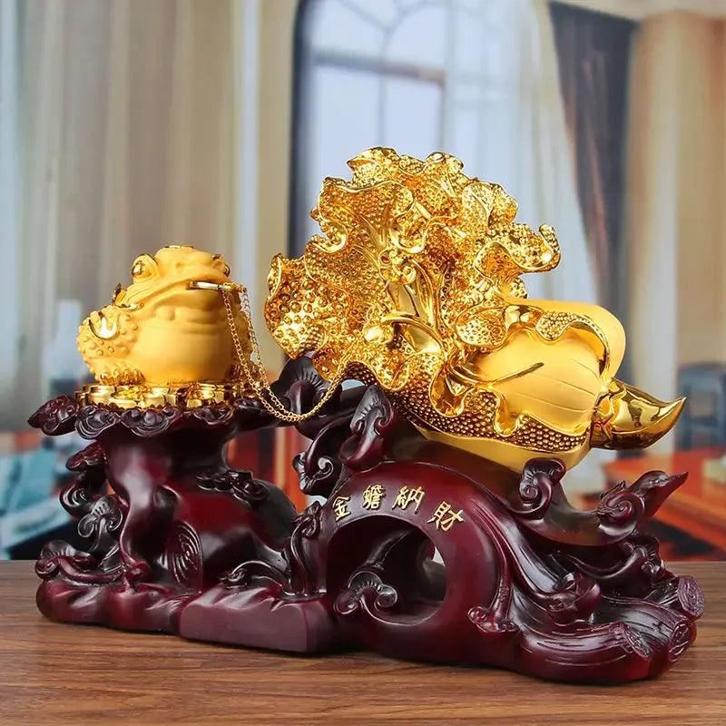 Fortune Golden Toad Hiasan Kubis Hiasan Pejabat Ruang Tamu Kedai Emas Cicada Toad Feng Shui Pembukaan Hadiah Kraf