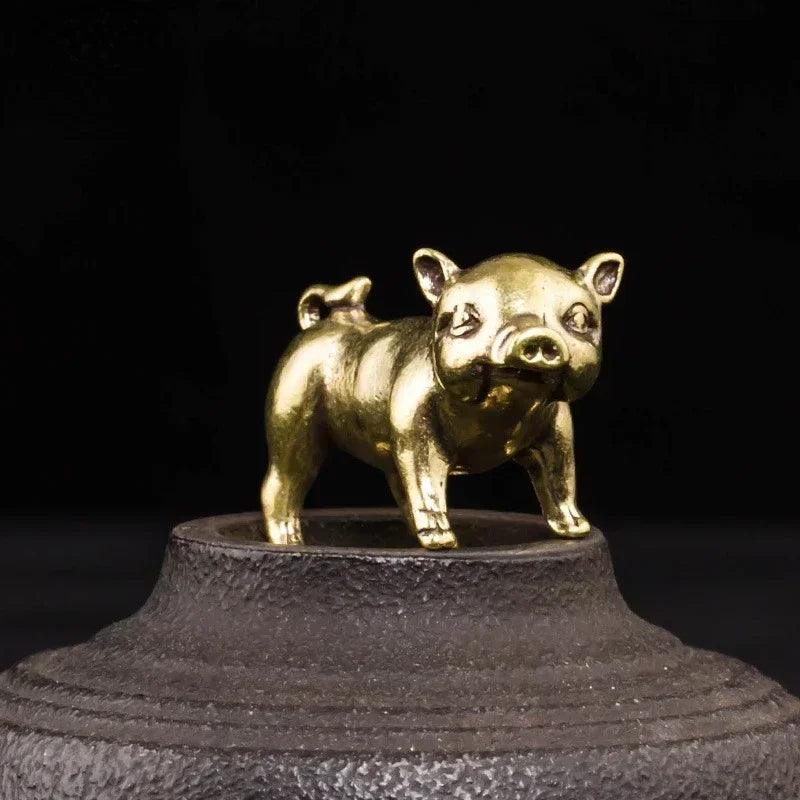Pig 12 Zodiac Signs Animal Feng Shui Vintage Decoration Brass Stereoscopic Dragon Statue Wealth Prosperity Chinese Style Pendant