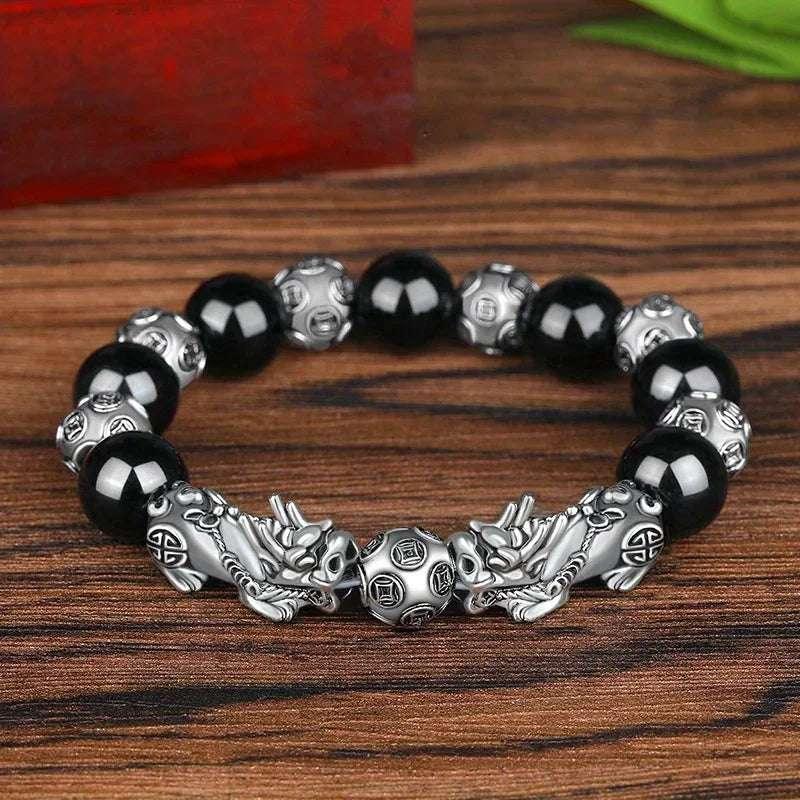 3 Fengshui Pixiu Bracelet Natural Obsidian Stone Beads Bracelets for Women Men Wealth Good Luck Buddha Unisex Wristband Jewelry