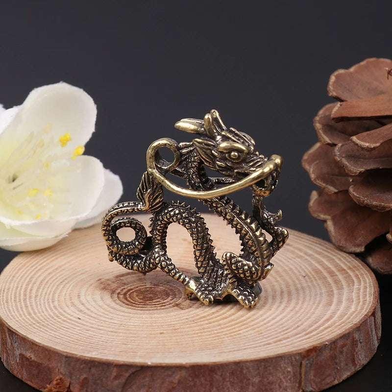 1PC 1 New 1PC Statue Figurine Wealth Brass Decor Prosperity Chinese Style Ornament Qilin Dragon Luck Animal Fengshui Vintage