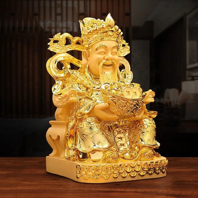 Gaya Cina Bertuah Fengshui Dewa Kekayaan Perhiasan untuk Ruang Tamu Rumah Pembukaan Kedai Hadiah Arca Kraf