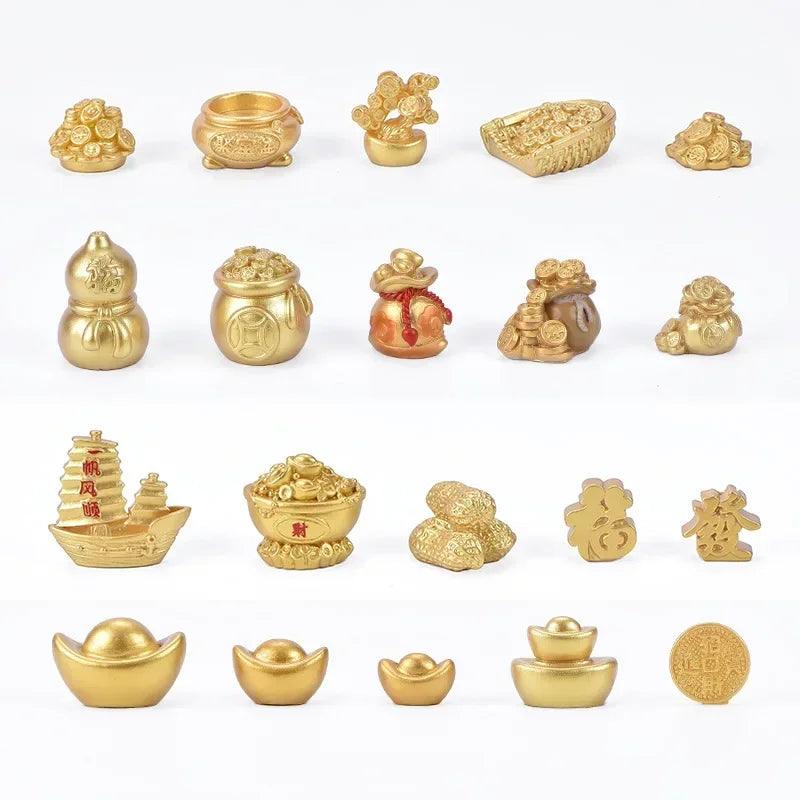 Gold Feng Shui Prosperity Money Tree Ornament for Spring Festival Home Decor