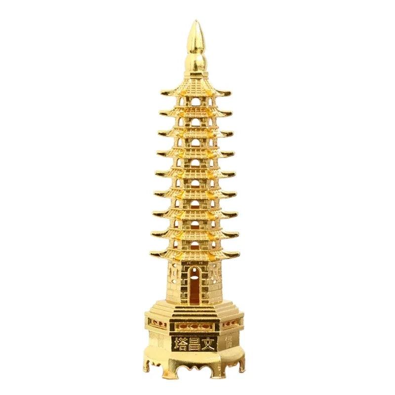 GD 13/18CM Feng Shui 9-Levels Alloy 3D Model Chinese Wenchang Pagoda Tower Crafts Statue Souvenir Home Decoration Metal Handicraft