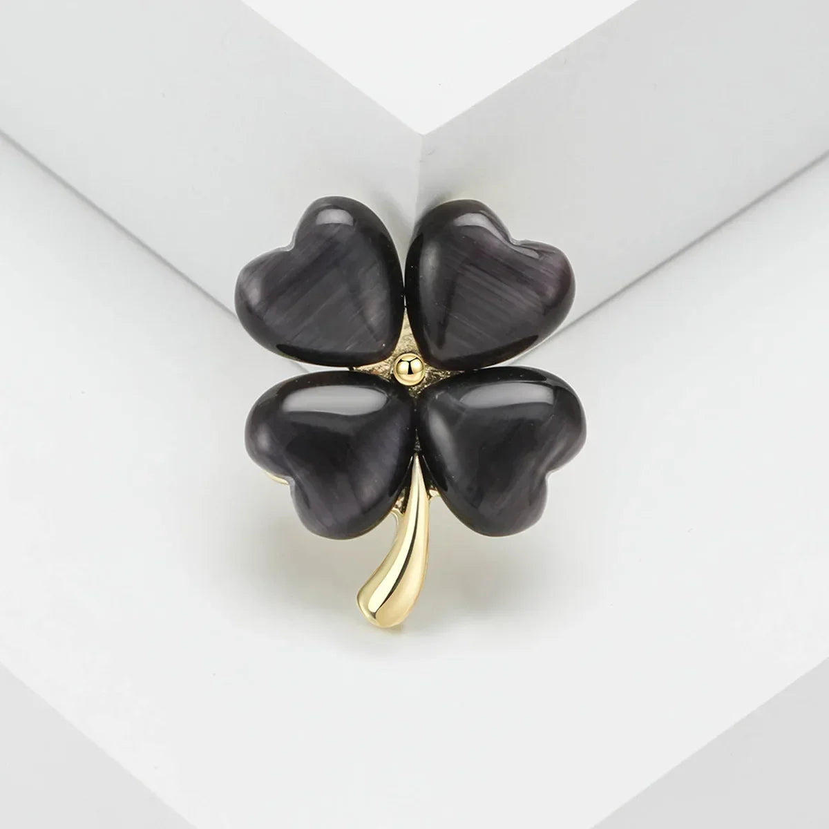 Feng Shui Crystal Brooch – Floral Pin for Good Luck, Prosperity & Style MM-BR-2947-BK