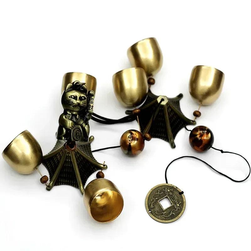 Metal Copper Door Alloy Wind Chimes Hanging Decorations Bell Feng Shui Pendant Town House Lucky Cat Cat Money Shop Doorbell