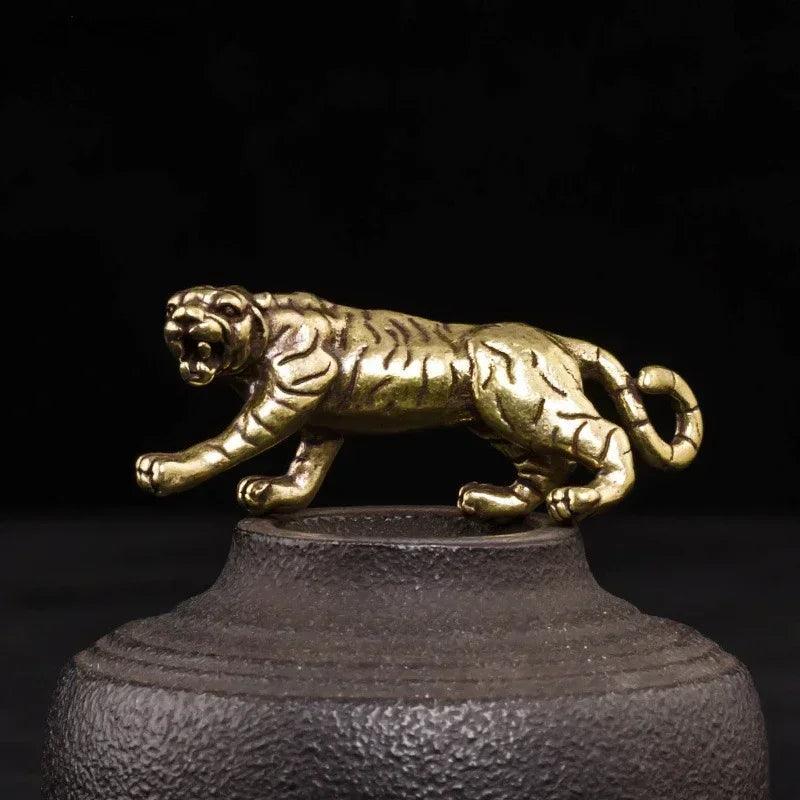 Tiger 12 Zodiac Signs Animal Feng Shui Vintage Decoration Brass Stereoscopic Dragon Statue Wealth Prosperity Chinese Style Pendant