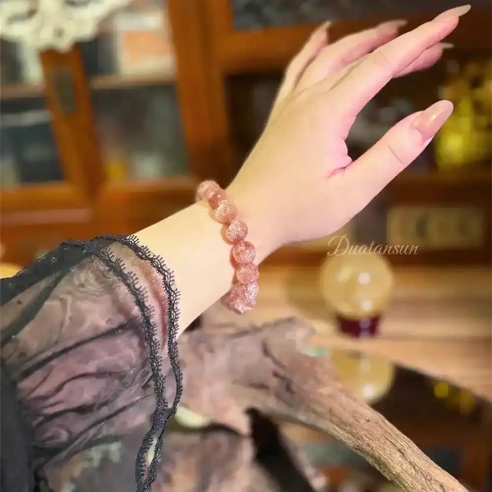 Red Currant Super Seven Crystal Stretch Bracelet Abundance Stone with Rare Inclusions Elastic Band Spiritual Jewelry Unisex Gift