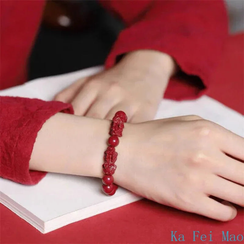 Feng Shui Pixiu Bracelet – Red Cinnabar Lucky Charm for Wealth & Protection