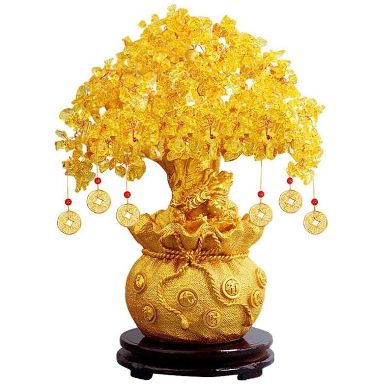 Lucky Tree Wealth Resin Natural Money Tree Ornaments Bonsai Style Wealth Luck Feng Shui Ornaments Craft