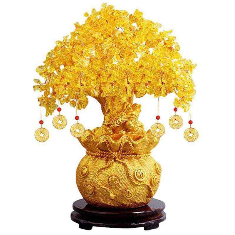 Lucky Money Tree Feng Shui Wealth Resin Bonsai Ornament Natural Craft Decoration