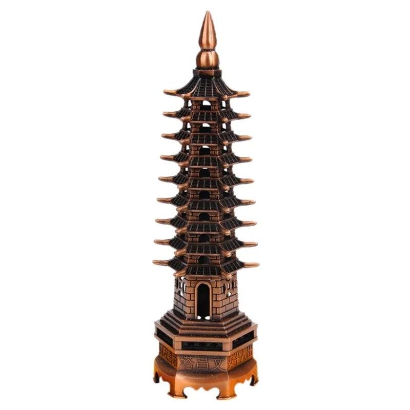 RC 13/18CM Feng Shui 9-Levels Alloy 3D Model Chinese Wenchang Pagoda Tower Crafts Statue Souvenir Home Decoration Metal Handicraft