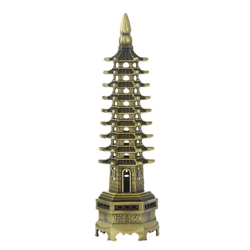 13/18CM Feng Shui 9-Levels Alloy 3D Model Chinese Wenchang Pagoda Tower Crafts Statue Souvenir Home Decoration Metal Handicraft