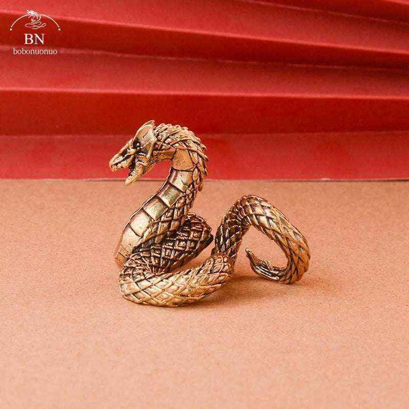 Brass Flying Dragon Fengshui Statue Ancient European Decor Copper Animal Figurine