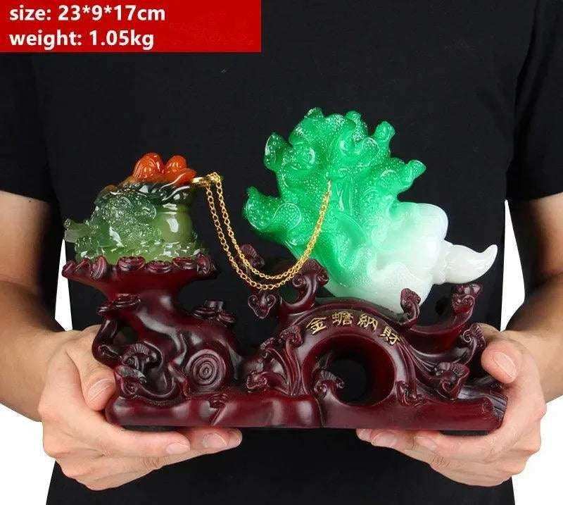 Fortune Golden Toad Decorative Cabbage Decoration Office Living Room Shop Gold Cicada Toad Feng Shui Opening Craft Gift A