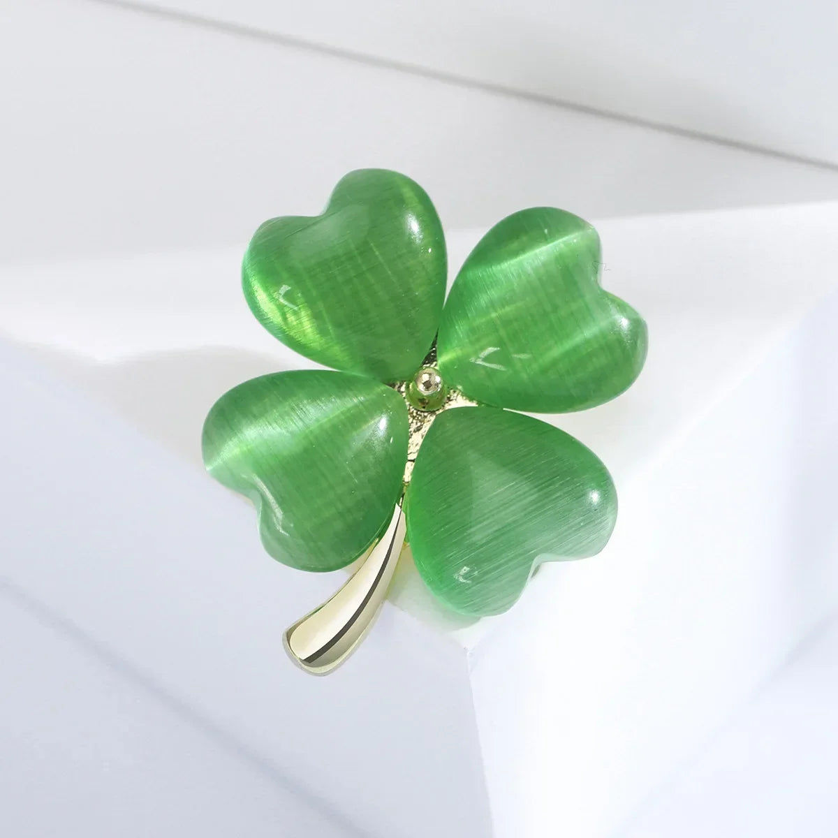 Feng Shui Crystal Brooch – Floral Pin for Good Luck, Prosperity & Style MM-BR-2947-GN
