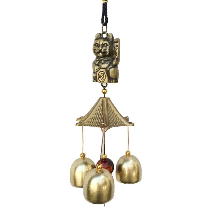Metal Copper Door Alloy Wind Chimes Hanging Decorations Bell Feng Shui Pendant Town House Lucky Cat Cat Money Shop Doorbell