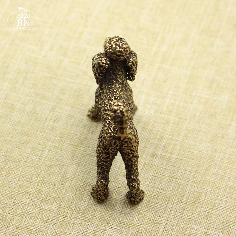 Rear view of Pure Copper Feng Shui Dog Statue Lucky Poodle Figurine highlighting its textured body and tail design.