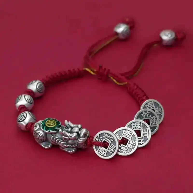 Feng Shui Pixiu Red Rope Bracelet Handmade Lucky Wealth Protection Jewelry for Men and Women Red