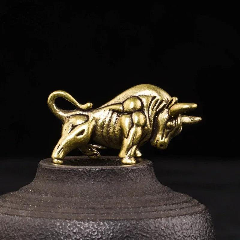 ox 12 Zodiac Signs Animal Feng Shui Vintage Decoration Brass Stereoscopic Dragon Statue Wealth Prosperity Chinese Style Pendant