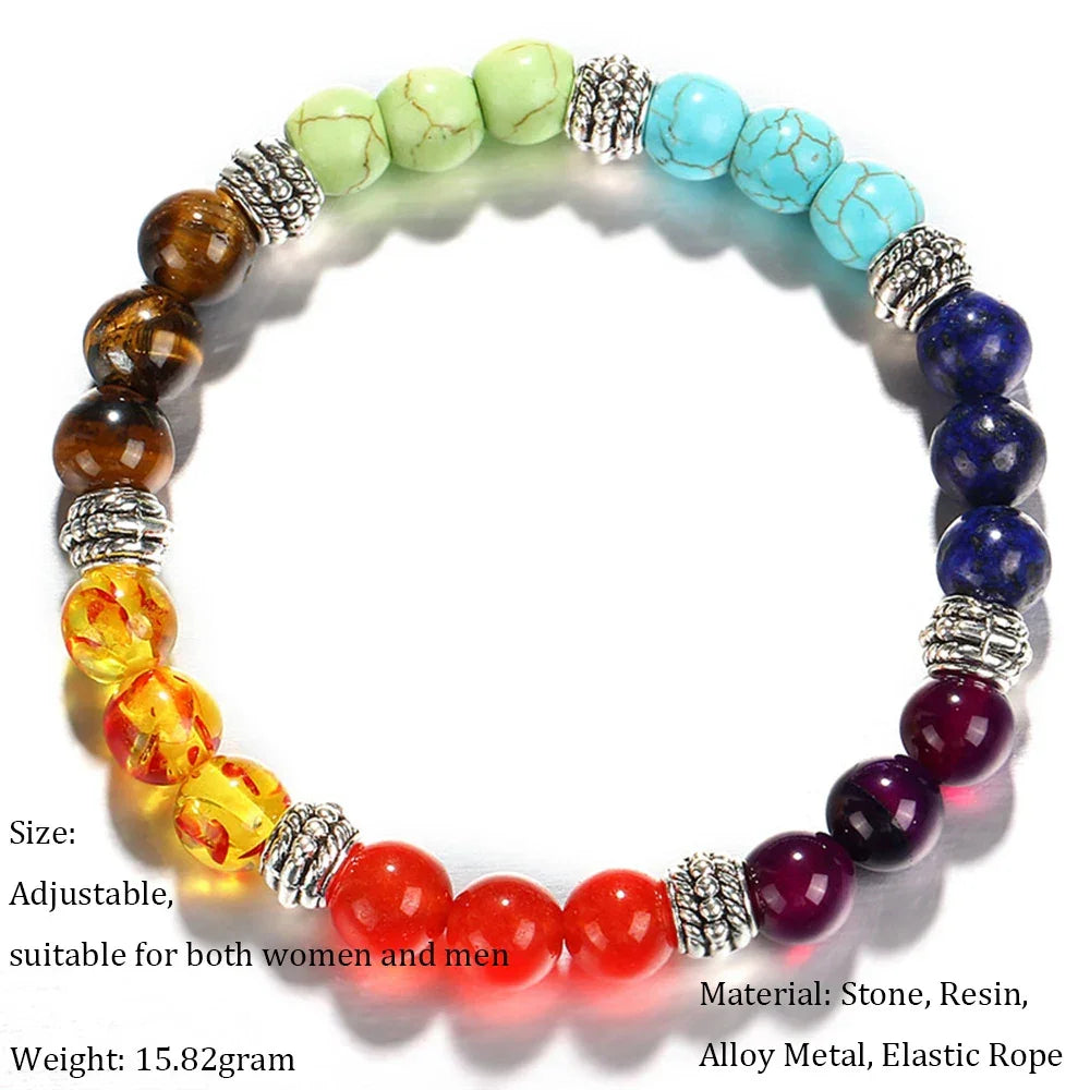 7 Chakra Bracelet Beads Natural Stone Healing Balance Yoga Buddha Prayer Reiki Adjustable Bracelets & Bangles Women Men Jewelry