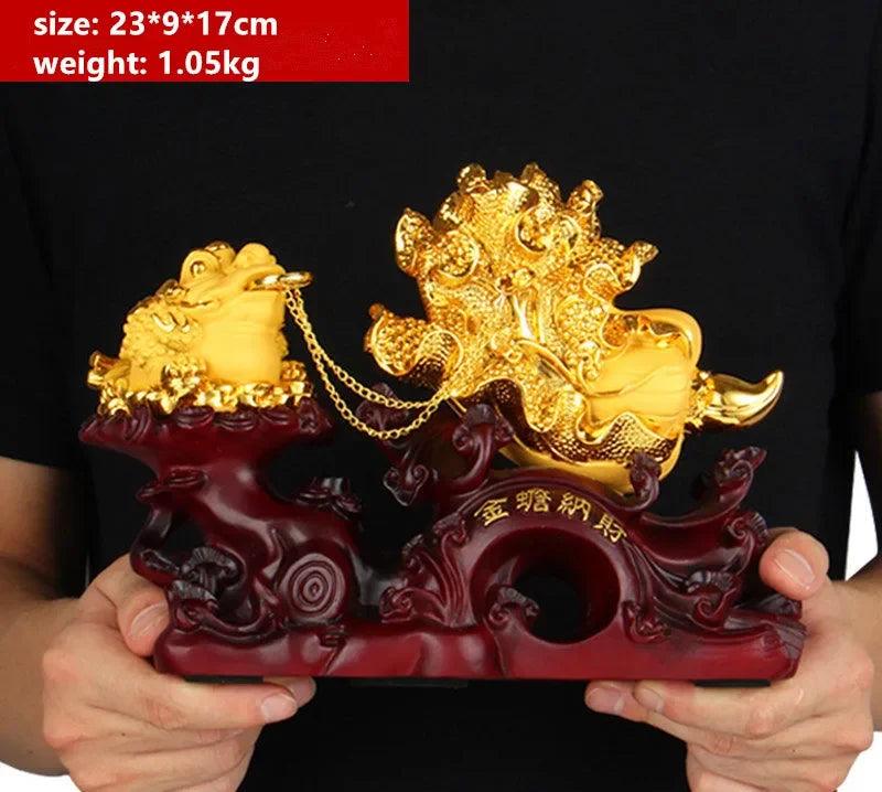 Fortune Golden Toad Hiasan Kubis Hiasan Pejabat Ruang Tamu Kedai Emas Cicada Toad Feng Shui Pembukaan Hadiah Kraf