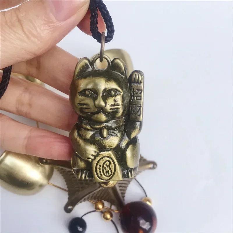 Metal Copper Door Alloy Wind Chimes Hanging Decorations Bell Feng Shui Pendant Town House Lucky Cat Cat Money Shop Doorbell