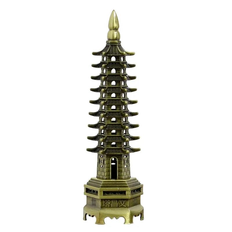 BZ 13/18CM Feng Shui 9-Levels Alloy 3D Model Chinese Wenchang Pagoda Tower Crafts Statue Souvenir Home Decoration Metal Handicraft