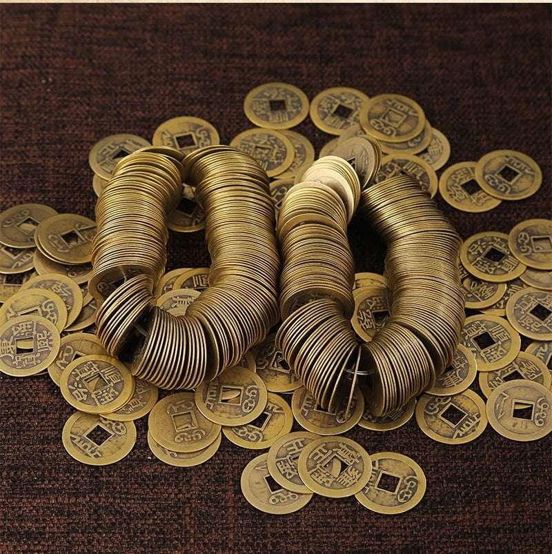 150pcs 150Pcs Chinese Copper Coins Craft Money Blessing Ancient Antique I Ching Retro Collectible Curio Souvenir Feng Shui Lucky Gift