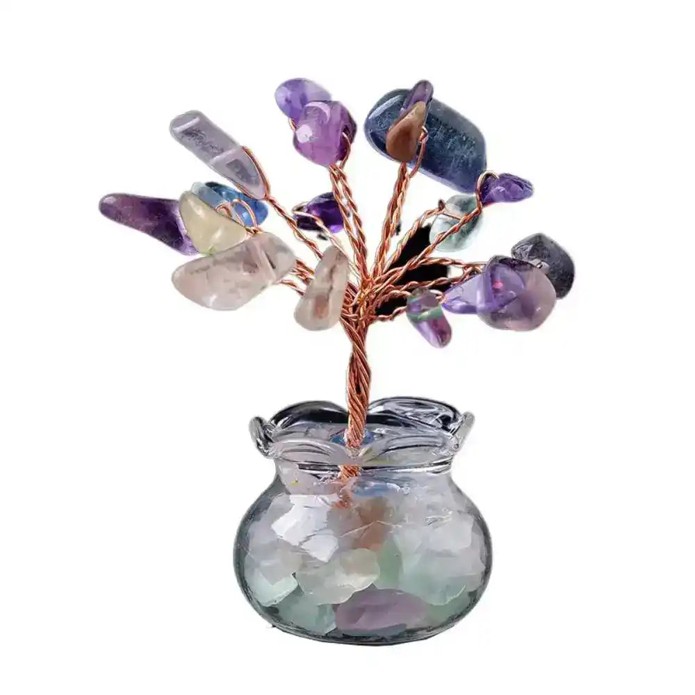 Handmade Feng Shui Crystal Tree Decor for Healing Energy Multicolor