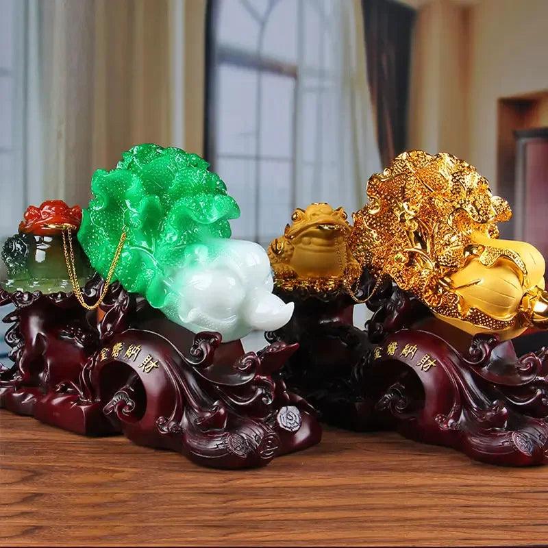 Fortune Golden Toad Hiasan Kubis Hiasan Pejabat Ruang Tamu Kedai Emas Cicada Toad Feng Shui Pembukaan Hadiah Kraf