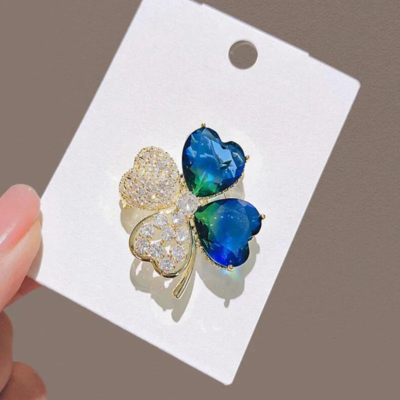 Feng Shui Crystal Brooch – Floral Pin for Good Luck, Prosperity & Style SD1000