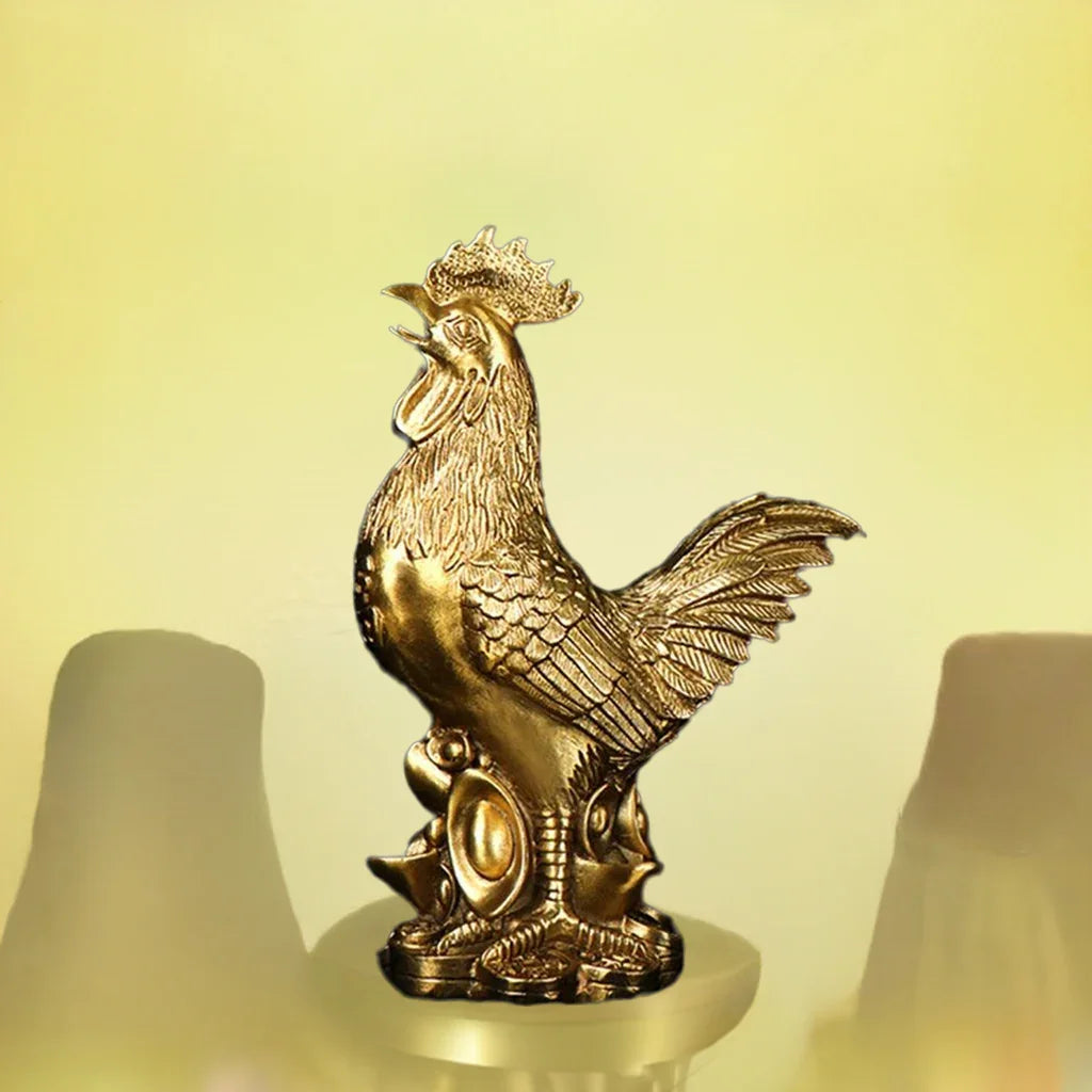 Patung Patung Ayam Ayam Tembaga 1Pc Hiasan Fengshui Bertuah Cina Untuk Kedai Rumah Pejabat Dekorasi Desktop Kraf Tangan