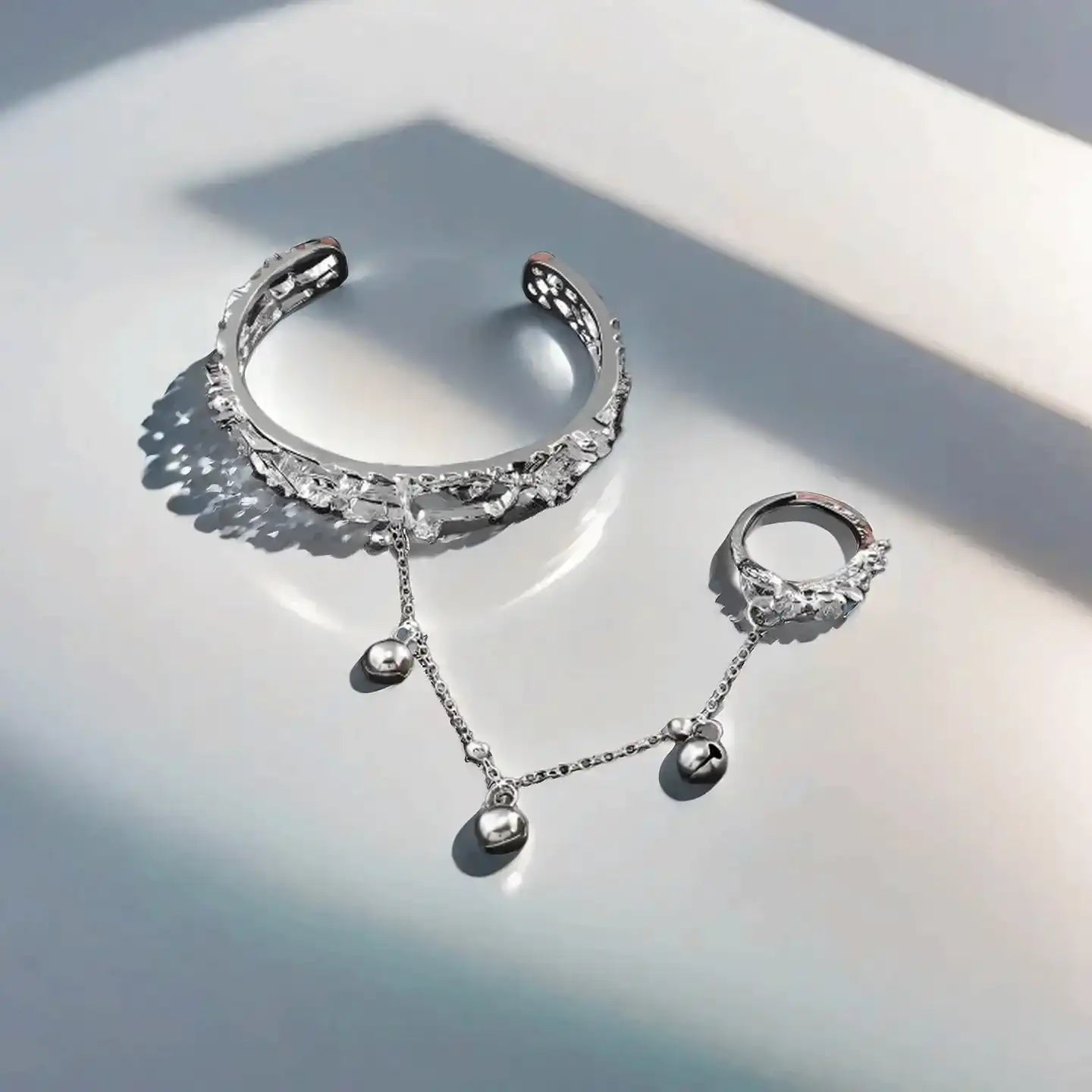 TGCF Hua Cheng & Xie Lian Cosplay Bracelet – Bell Ring Bangle & Adjustable Finger Ring Gift