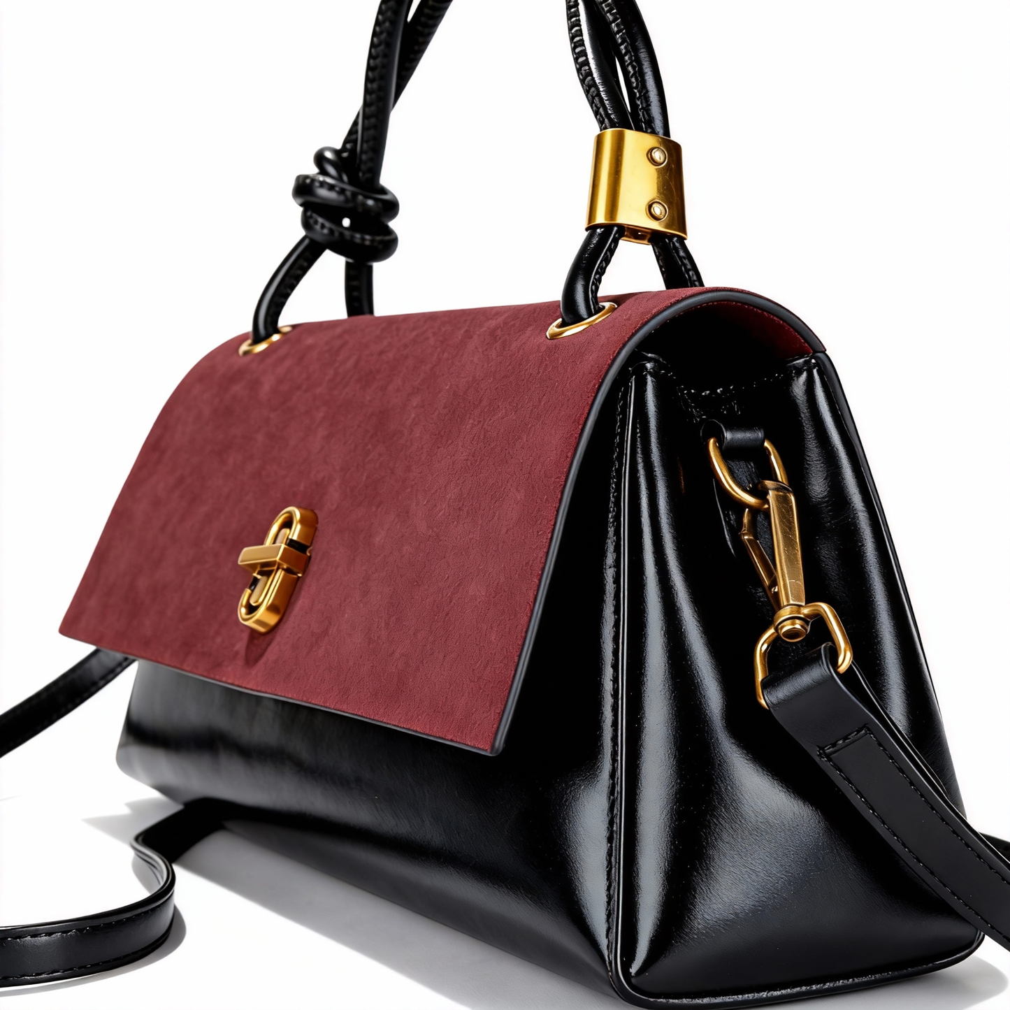 Vintage Suede Shoulder Bag with Leather Details – Business Casual for Women