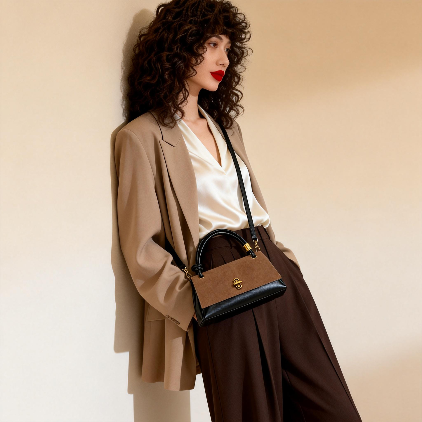 Suede & Leather Vintage Hobo Bag – Women’s Handbag & Crossbody, Perfect for Business & Casual