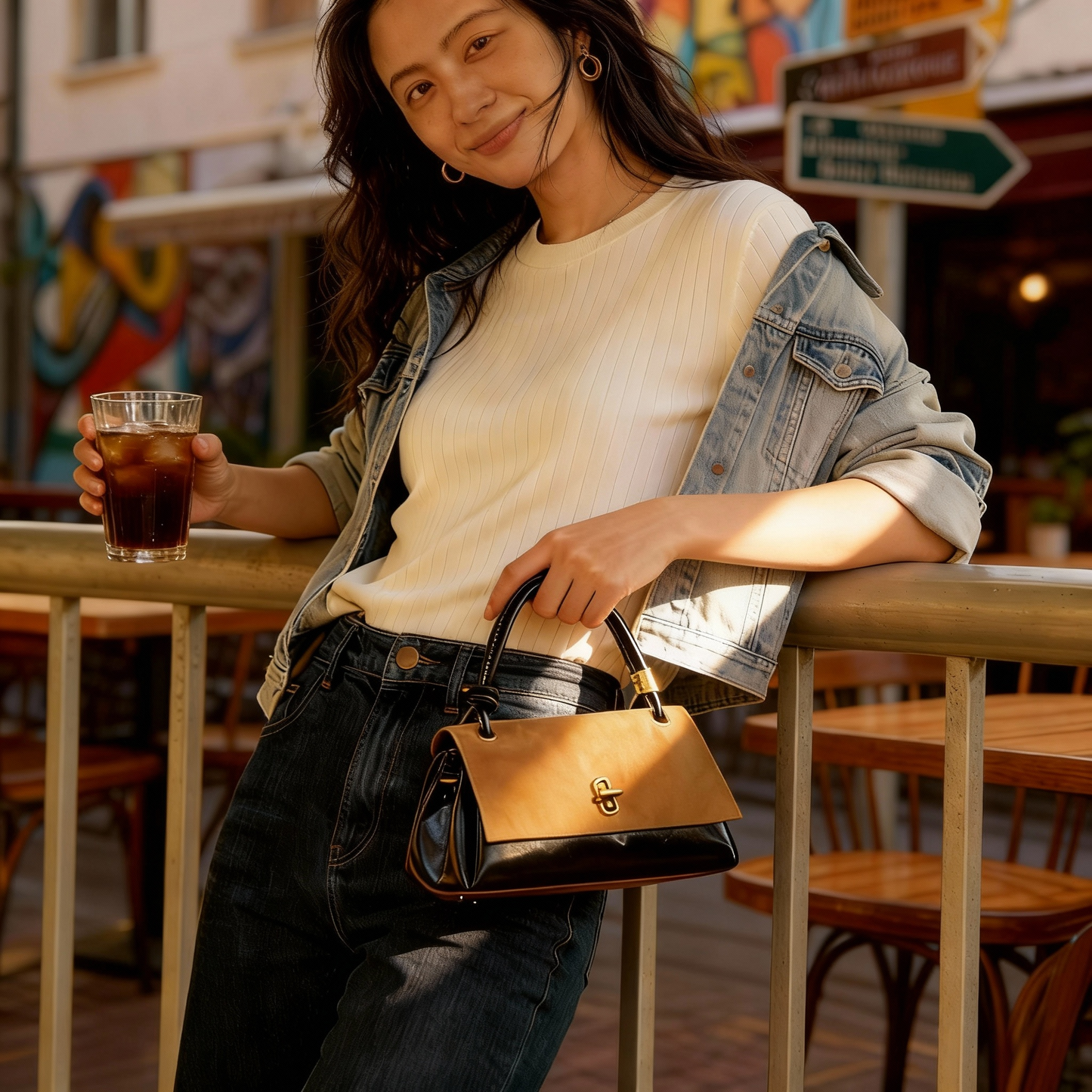 Vintage Suede Shoulder Bag with Leather Details – Business Casual for Women