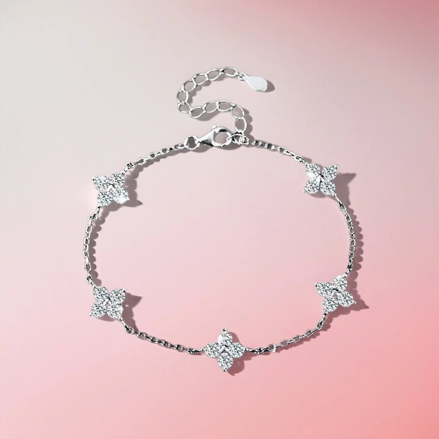 925 Sterling Silver Crystal Flower Bracelet for Women Girls New Personality Korean Chain Fashion Jewelry Accessories Party Gifts