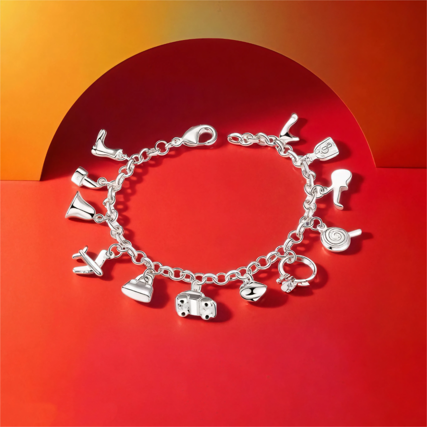 Pretty Bracelets 925 Sterling Silver AAA Zircon Crystal Bracelets 12 Pendants Charms Bangles For Woman New Fine Jewelry