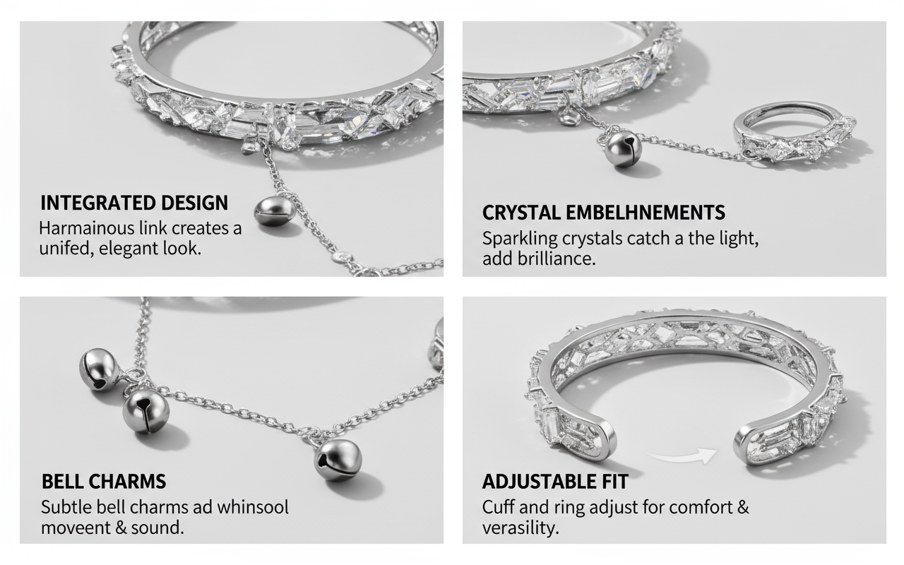 TGCF Hua Cheng & Xie Lian Cosplay Bracelet – Bell Ring Bangle & Adjustable Finger Ring Gift