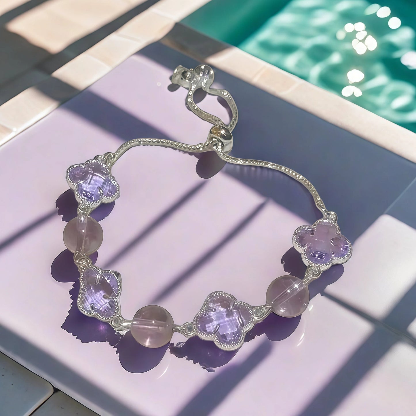 Crystal Flower Adjustable Bracelet Fashionable And Exquisite Wristband Light Luxury High-end Elegant Jewelry